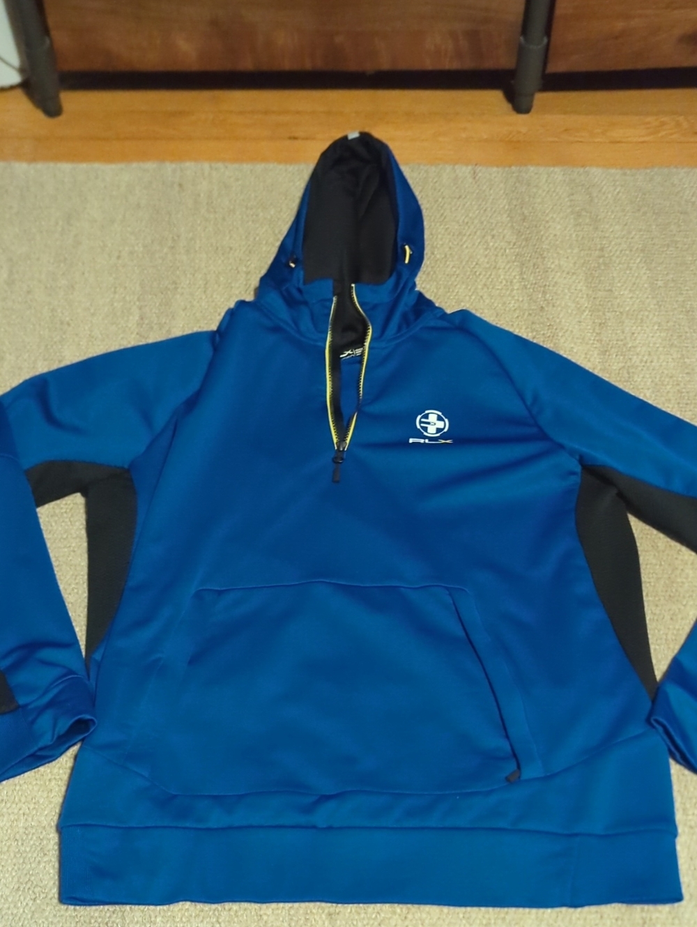 Mens RLX Ralph Lauren Performance Quarter Zip Sweatshirt Blue/black Size XL